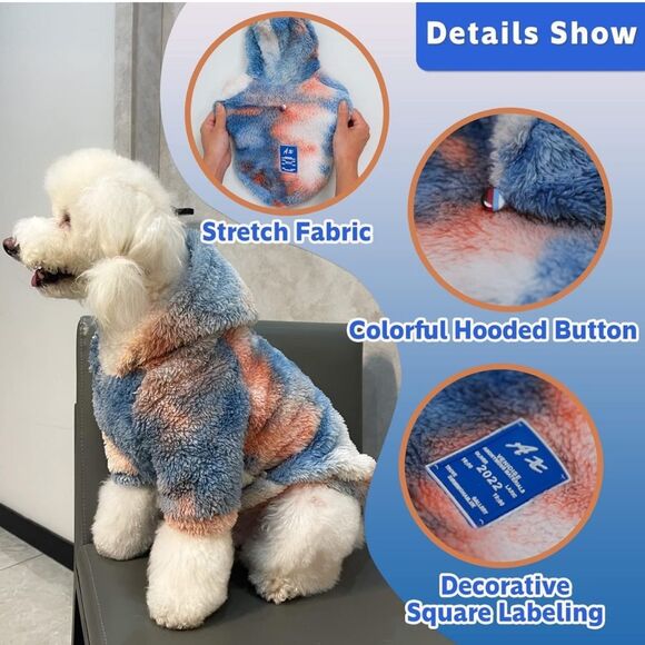 Dog Hoodie Sweater Large Cat Sweatshirts Tie Dye Pet Coat Pullover Winter D1 - Picture 4 of 6